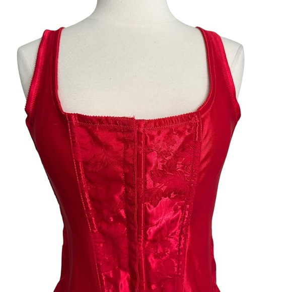 EMPIRE Intimates Red Satin Jacquard Corset Top Lingerie Victorian Edwardian 40 - Picture 3 of 16